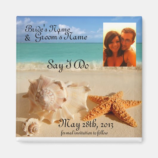 Aimant Plage Starfish&Seashells enregistrer la date pic a (Devant)