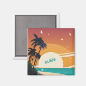 Aimant Plage tropicale/aloha/hawaïenne (Recto/Verso)