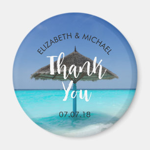 Aimant Plage tropicale avec Mariage parapluie en chaume