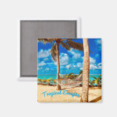 Aimant Plage tropicale des Caraïbes (Recto/Verso)