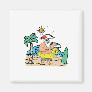 Aimant Plage tropicale drôle de père Noël Xmas été Noël I