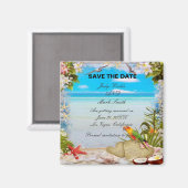 Aimant Plage tropicale Mariage Floral Économisez La Date (Recto/Verso)