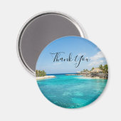 Aimant Plage tropicale pittoresque avec Merci de paillote (Recto/Verso)