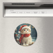 Aimant Plage Vintage de Noël de Chat Perse (In Situ (Lave-vaisselle))