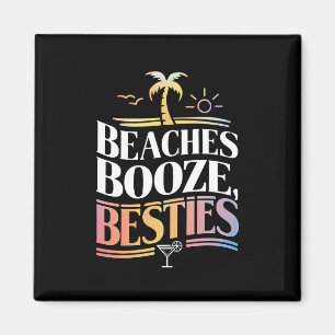Aimant Plages Alcool & Meilleures Amies Arbre de Coco Été