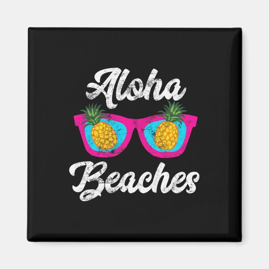 Aimant Plages d'Aloha Funny Tropical Hawaiian Pineappy Su (Devant)