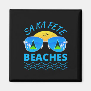 Aimant Plages De Sa Ka Fete - Drapeau De Saint Lucian Sun