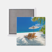 Aimant Plages tropicales | Plage de chaises longues Bora  (Recto/Verso)