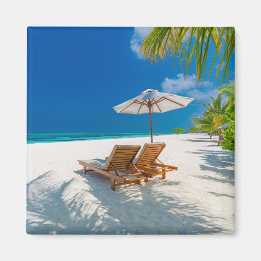 Aimant Plages tropicales | Plage de chaises longues Bora  (Devant)