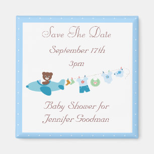 Aimant Plan & Cloison Bleu Enregistrer Le Baby shower Dat