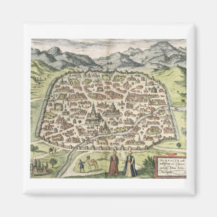 Aimant Plan de la ville de Damas, Syrie, 1620 (gravure)