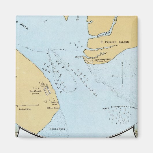 Aimant Plan de l'attaque navale et capture de Port-Royal (Devant)