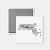 Aimant Plan de l'état de l'aquarelle du Massachusetts (Recto/Verso)
