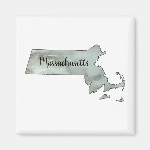Aimant Plan de l'état de l'aquarelle du Massachusetts