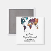 Aimant Plan du monde ajouter votre nom texte place téléph (Recto/Verso)