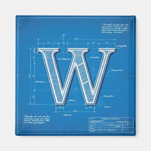Aimant Plan lettre monogramme W (Devant)