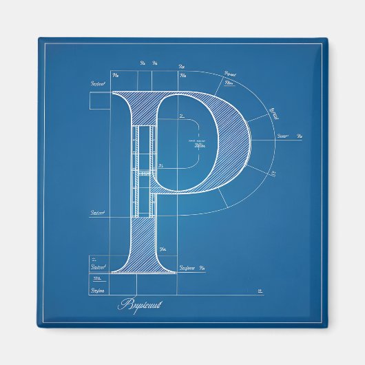 Aimant Plan Monogramme Lettre P (Devant)