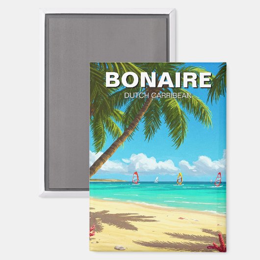Aimant Planche à voile en Bonaire Hollandais Caraïbes (Recto/Verso)