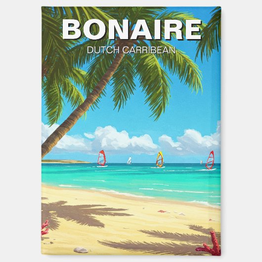 Aimant Planche à voile en Bonaire Hollandais Caraïbes (Recto)