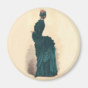 Aimant Planche de mode antique victorienne : Robe à tourn
