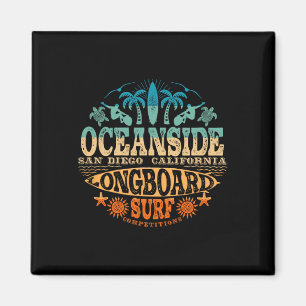 Aimant Planche de surf vintage recto-verso Oceanside Cali