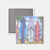 Aimant PLANCHES DE SURF (carré) (Recto/Verso)