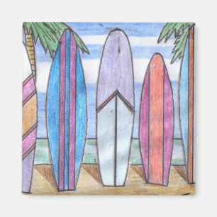 Aimant PLANCHES DE SURF (carré)