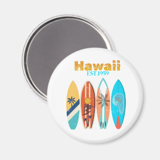 Aimant Planches de surf rétro Vintage Hawaii Ét. 1959