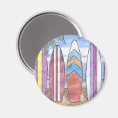 Aimant PLANCHES DE SURF (rond) (Recto/Verso)