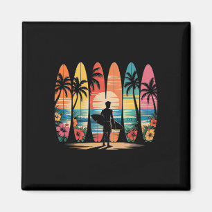 Aimant Planchiste Hawaï Vague Passionné de Surf Plage Sur