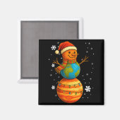 Aimant Planet Snowman Earth Saturn Christmas Holiday Art  (Recto/Verso)