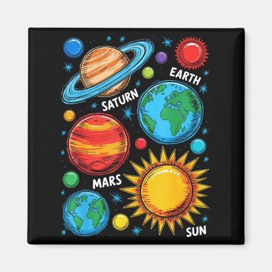 Aimant Planètes du système solaire Terre Mars Saturne Sol (Devant)