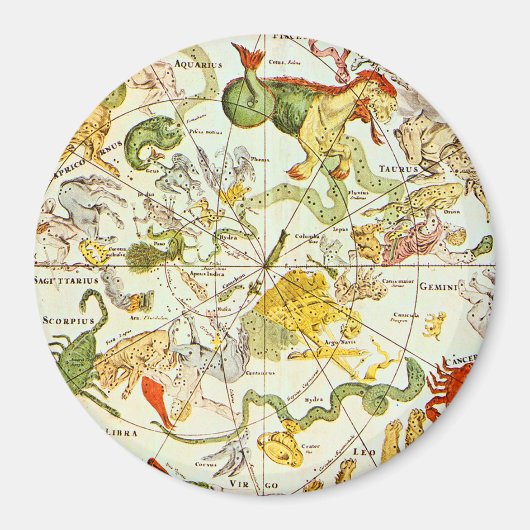 Aimant Planisphæ ri Coeleste 1698 - Astrologie Graphique (Devant)