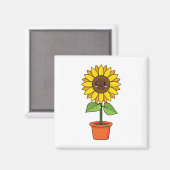 Aimant Plante de tournesol Kawaii dans un pot (Recto/Verso)