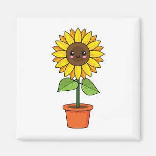 Aimant Plante de tournesol Kawaii dans un pot
