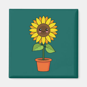 Aimant Plante de tournesol Kawaii dans un pot