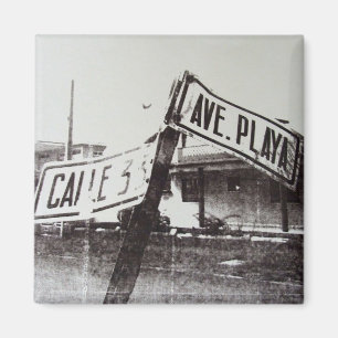 Aimant Plaque de rue noire et blanche