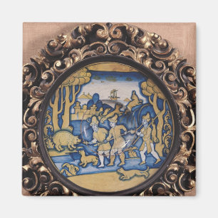 Aimant Plat décoré d'une scène de chasse