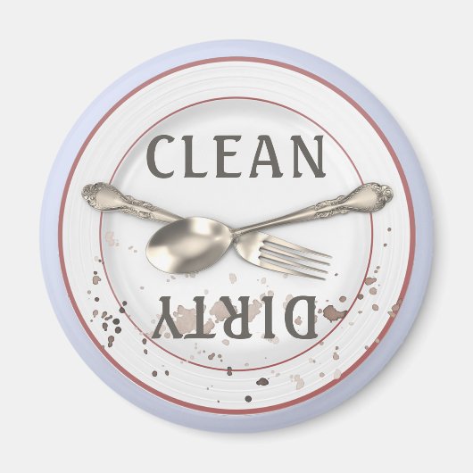 Aimant Plate and Silverware Clean Dirty Dishwasher (Devant)