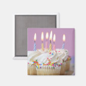 Aimant Plateau de gâteaux d'anniversaire avec bougies (Recto/Verso)