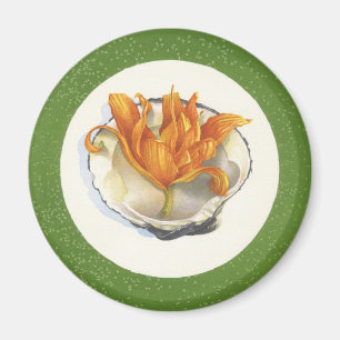 AIMANT PLATEAU DE POISSON VERT OCÉAN AVEC ACCENT ORANGE