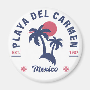 Aimant Playa del Carmen Palm Tree Retro 80s Playa mexicai