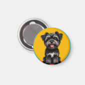 Aimant Playful Black And Gray Terrier Puppy Portrait (Recto/Verso)