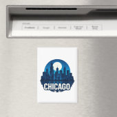 Aimant Pleine lune Skyline de Chicago (In Situ (Lave-vaisselle))