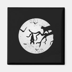 Aimant Pleine lune vintage Chat Bat Tree Éffrayante Hallo