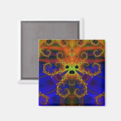 Aimant Pleurer | Art fractal bleu et jaune (Recto/Verso)