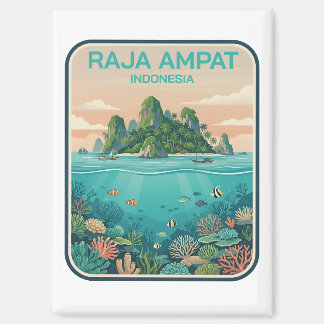 Aimant Plongée artistique vintage récif corallien Raja Am