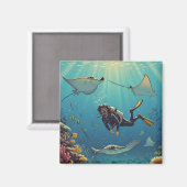 Aimant Plongée avec Stingrays (Recto/Verso)