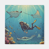 Aimant Plongée avec Stingrays (Devant)