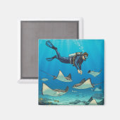 Aimant Plongée avec Stingrays (Recto/Verso)